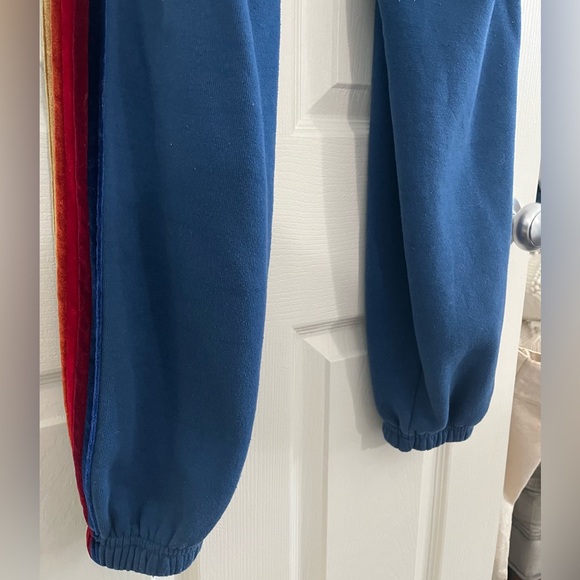 Aviator Nation Double-sided Velvet 5 Stripe Sweatpants - Ocean Blue - Picture 13 of 14